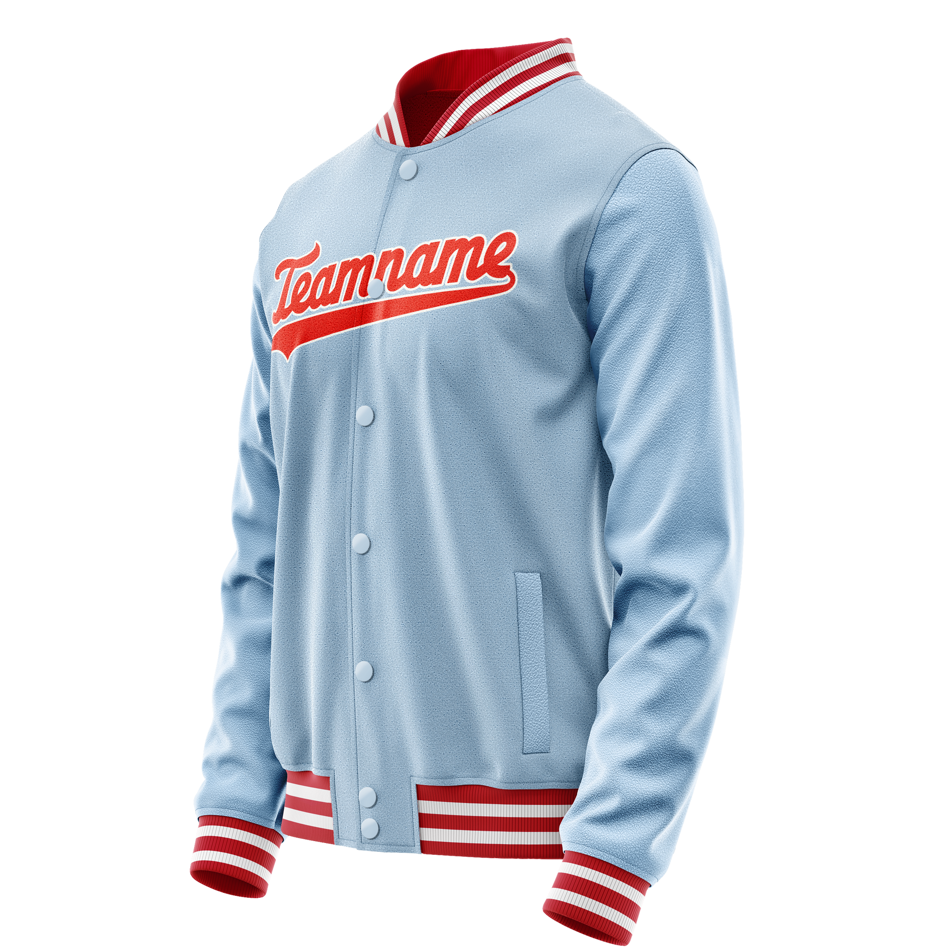 Custom Light-Blue Orange Solid Color Varsity Letterman Jacket JA02240617JC250