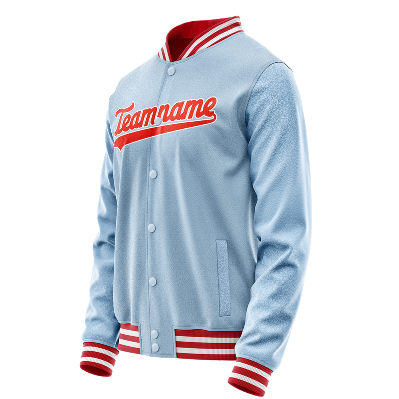 Custom Light-Blue Orange Solid Color Varsity Letterman Jacket JA02240617JC250