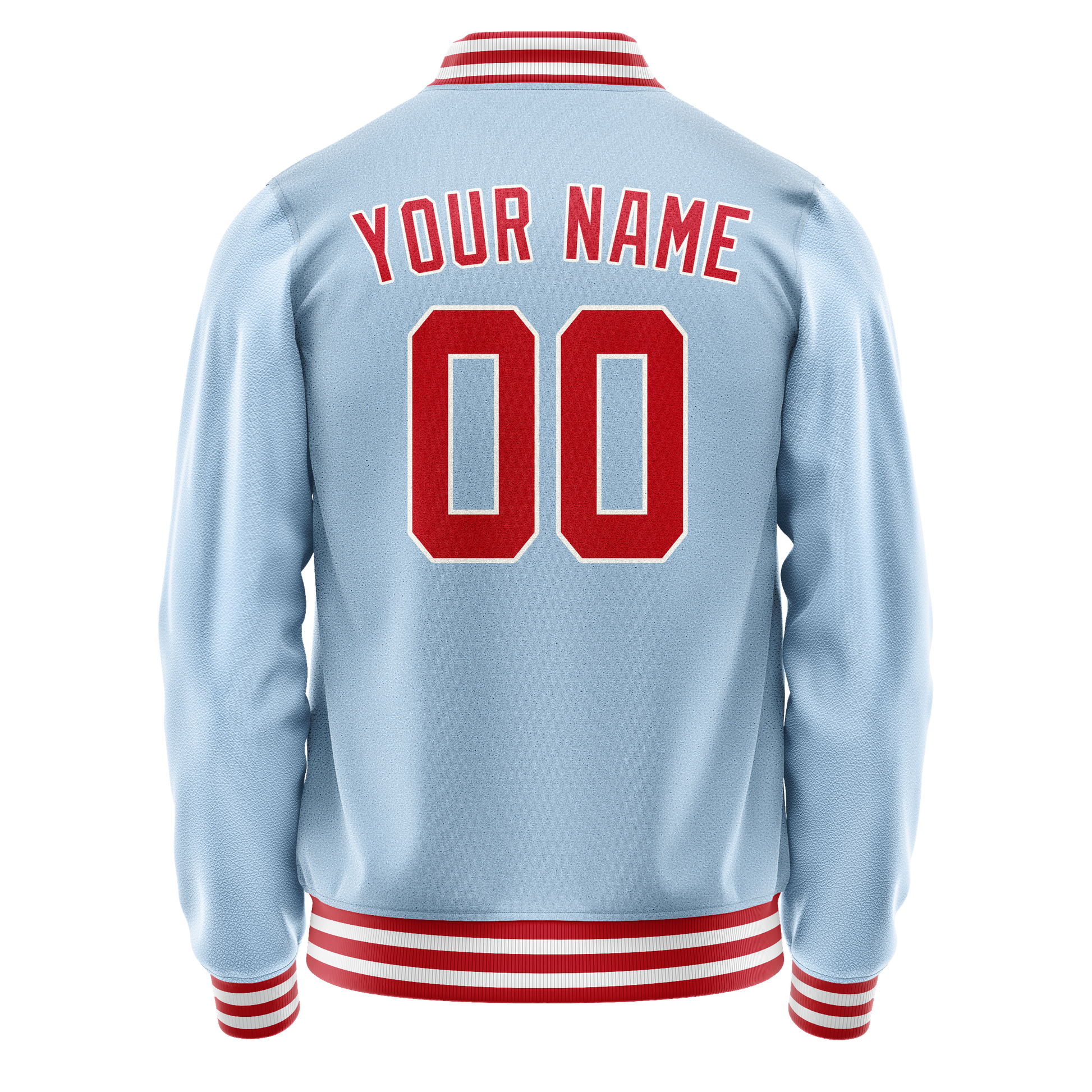 Custom Light-Blue Red Solid Color Varsity Letterman Jacket JA02240617JC253