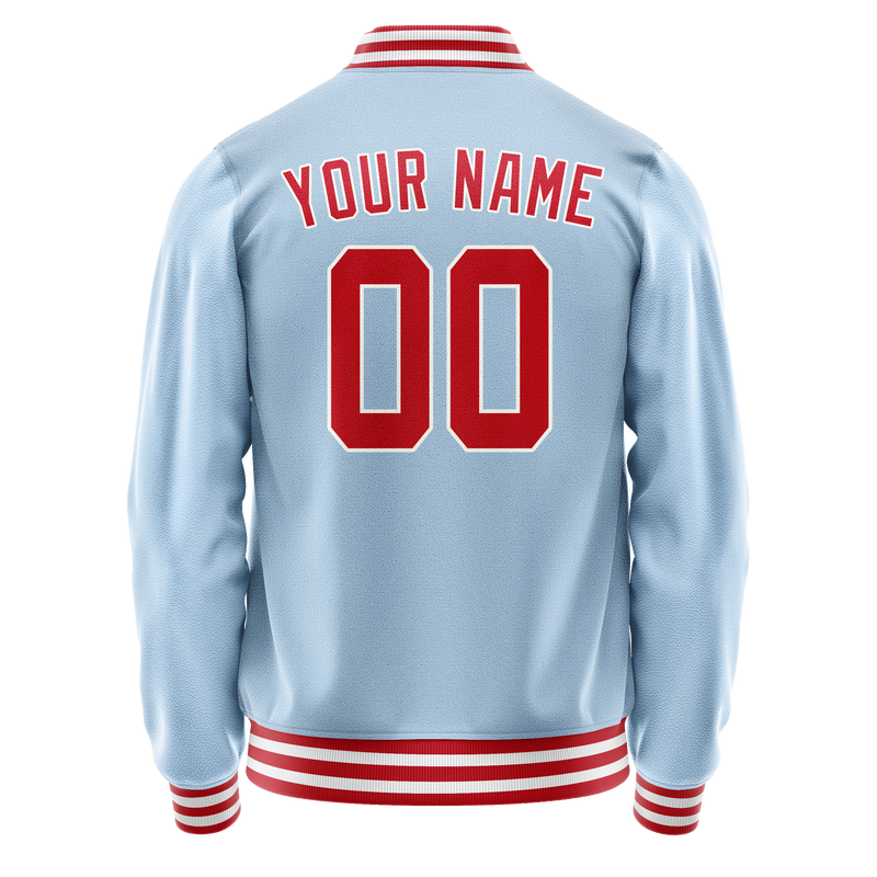 Custom Light-Blue Red Solid Color Varsity Letterman Jacket JA02240617JC253