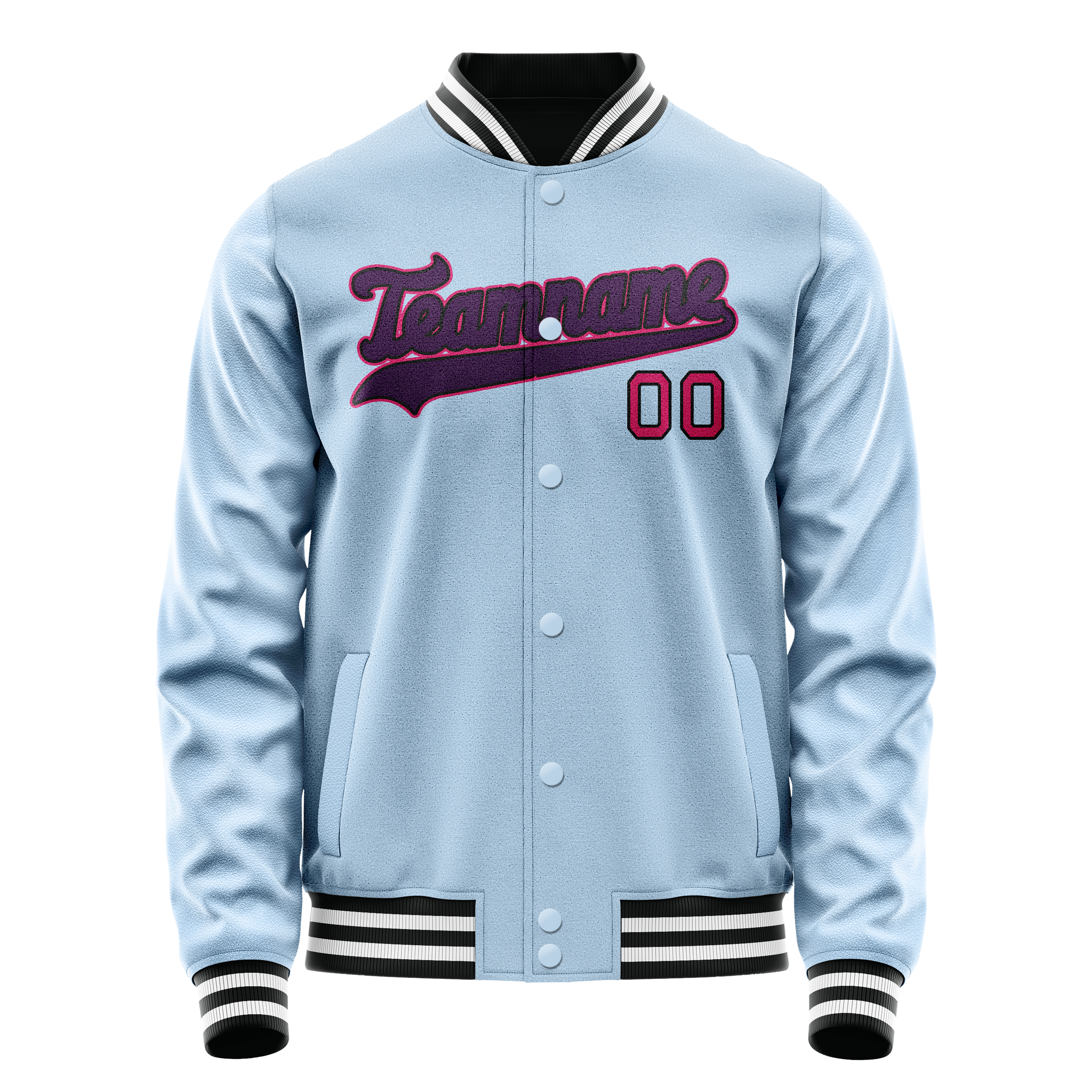Custom Light-Blue Purple Solid Color Varsity Letterman Jacket JA02240617JC265