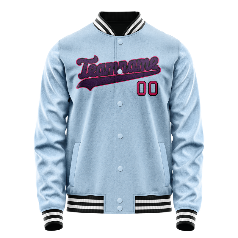 Custom Light-Blue Purple Solid Color Varsity Letterman Jacket JA02240617JC265