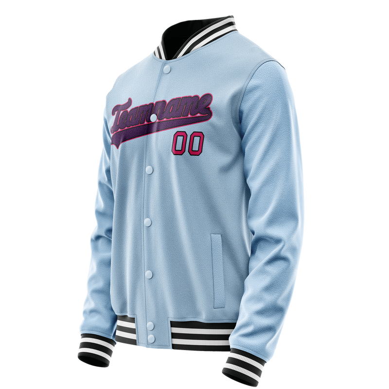Custom Light-Blue Purple Solid Color Varsity Letterman Jacket JA02240617JC265