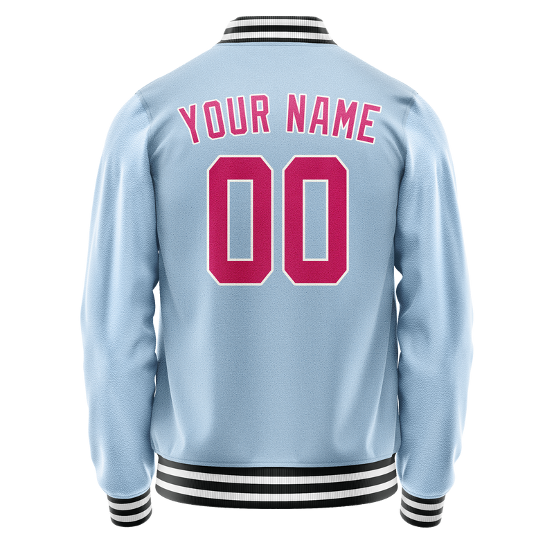 Custom Light-Blue Pink Solid Color Varsity Letterman Jacket JA02240617JC238