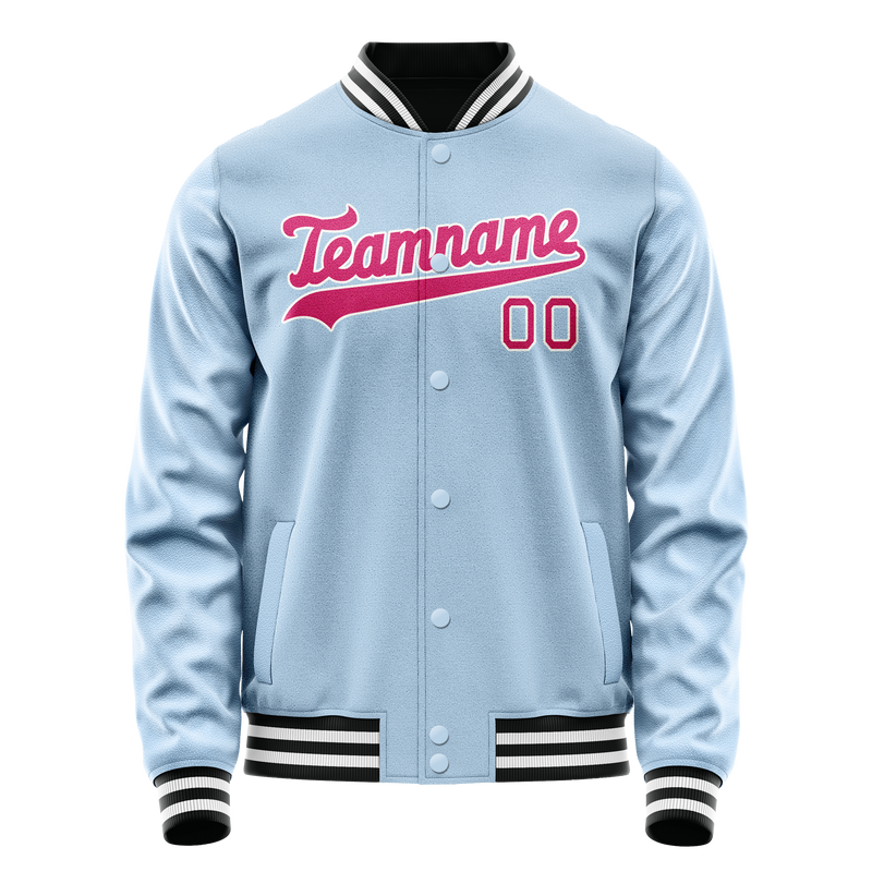 Custom Light-Blue Pink Solid Color Varsity Letterman Jacket JA02240617JC238