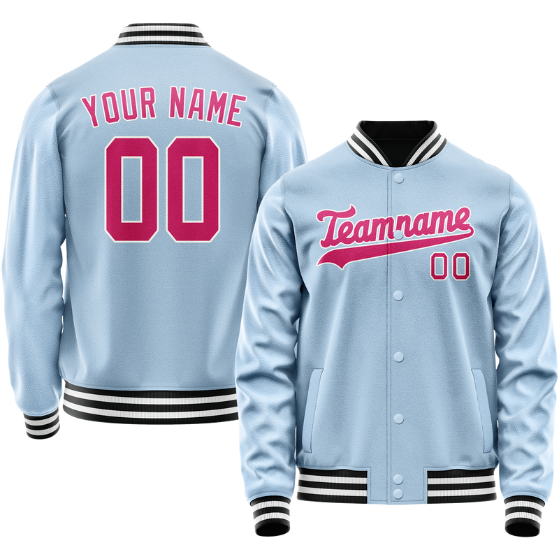 Custom Light-Blue Pink Solid Color Varsity Letterman Jacket JA02240617JC238