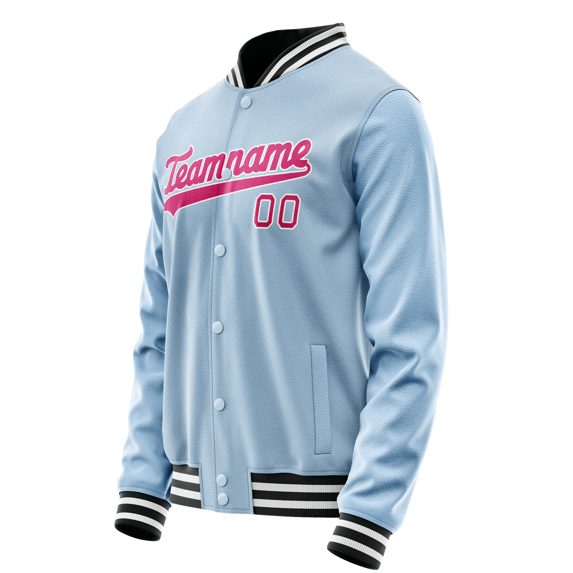 Custom Light-Blue Pink Solid Color Varsity Letterman Jacket JA02240617JC238