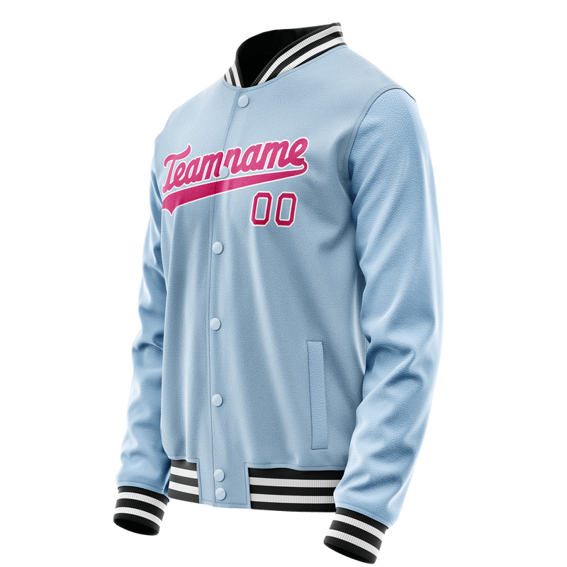 Custom Light-Blue Pink Solid Color Varsity Letterman Jacket JA02240617JC238