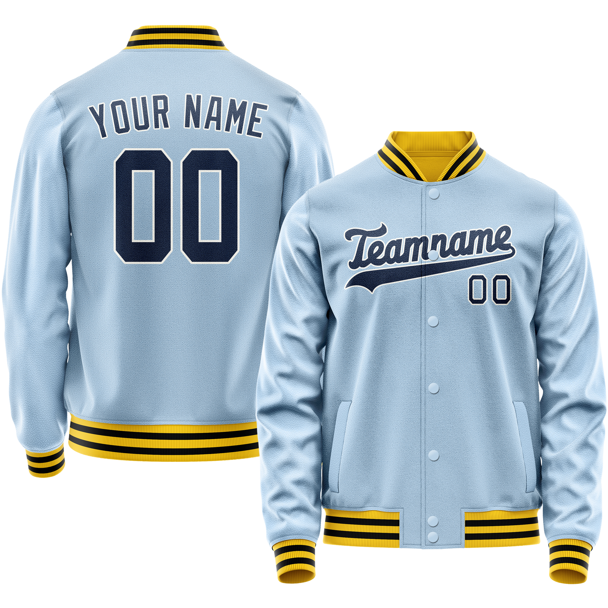 Custom Light-Blue Royal Solid Color Varsity Letterman Jacket JA02240617JC252