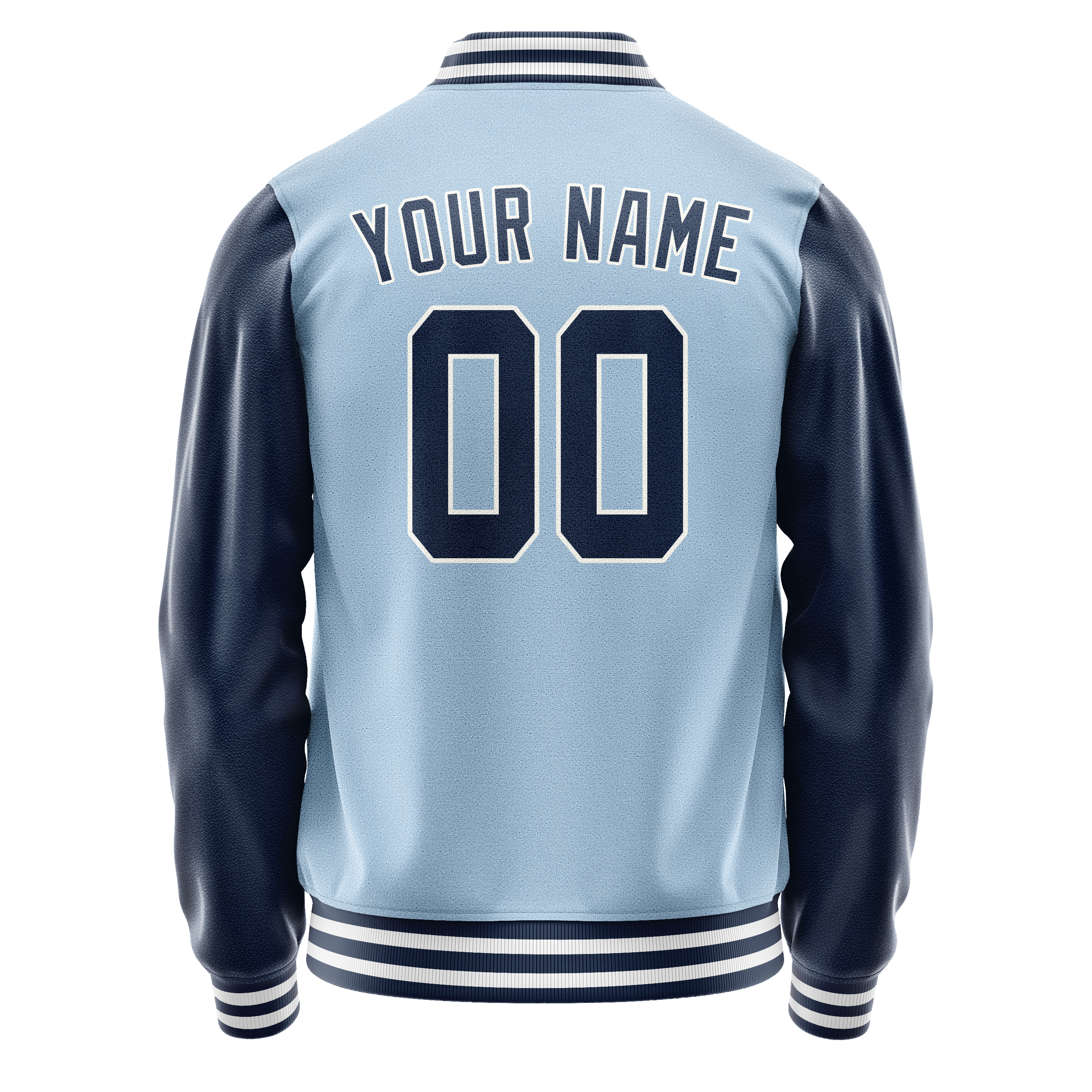 Custom Light-Blue Navy Solid Color Varsity Letterman Jacket JA02240617JC245