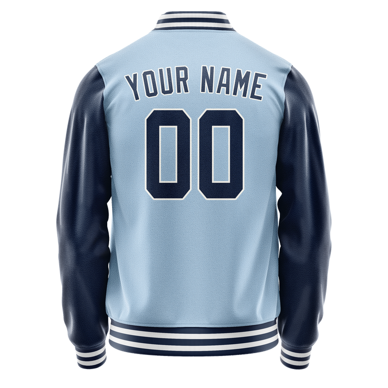 Custom Light-Blue Navy Solid Color Varsity Letterman Jacket JA02240617JC245