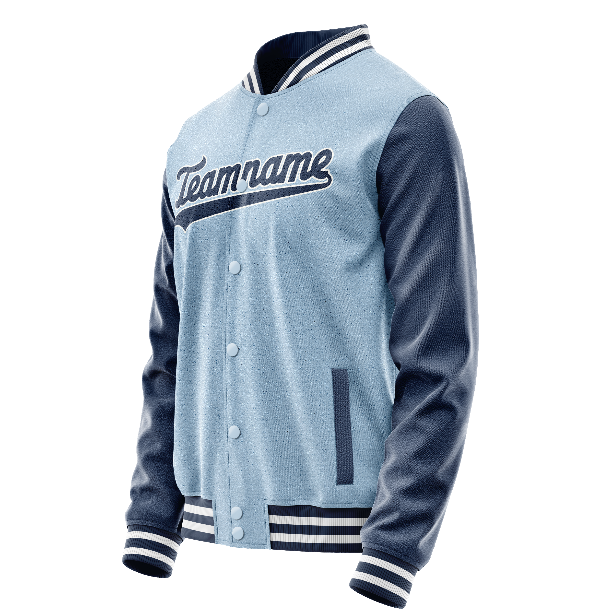 Custom Light-Blue Navy Solid Color Varsity Letterman Jacket JA02240617JC245
