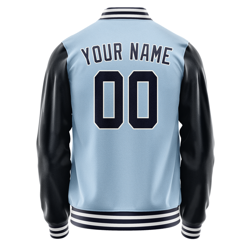 Custom Light-Blue Navy Solid Color Varsity Letterman Jacket JA02240617JC251
