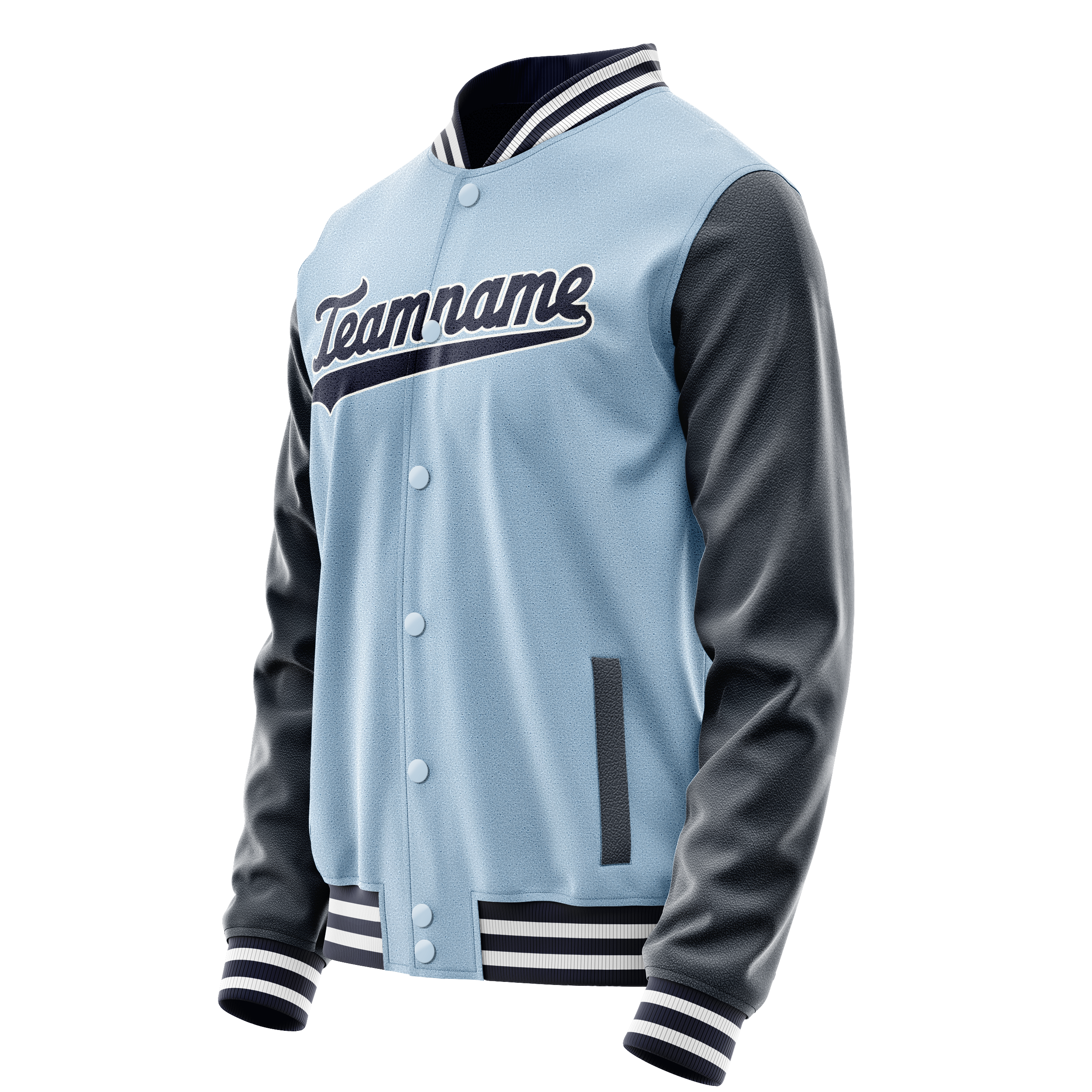 Custom Light-Blue Navy Solid Color Varsity Letterman Jacket JA02240617JC251