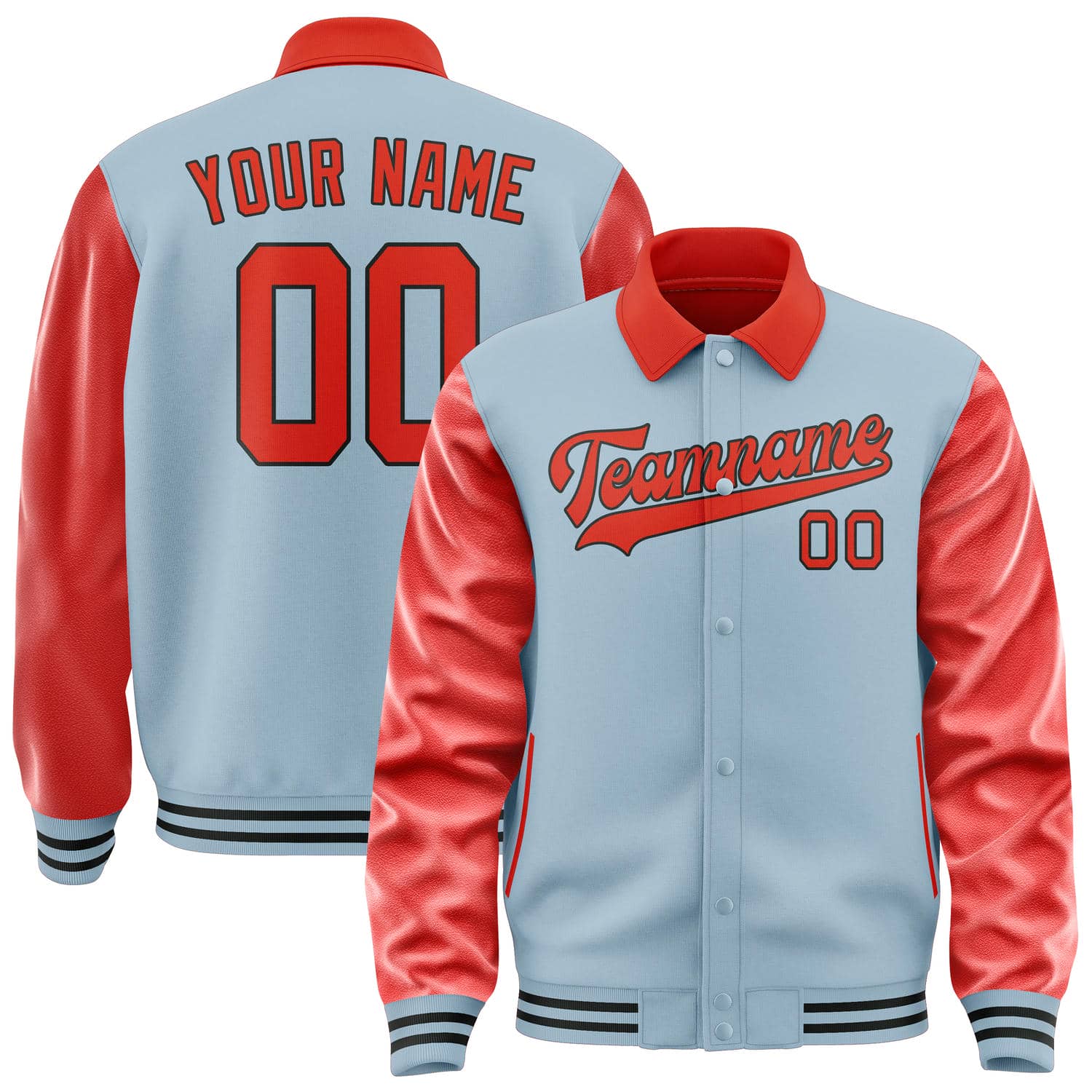 Custom Light Blue Orange Red Jacket