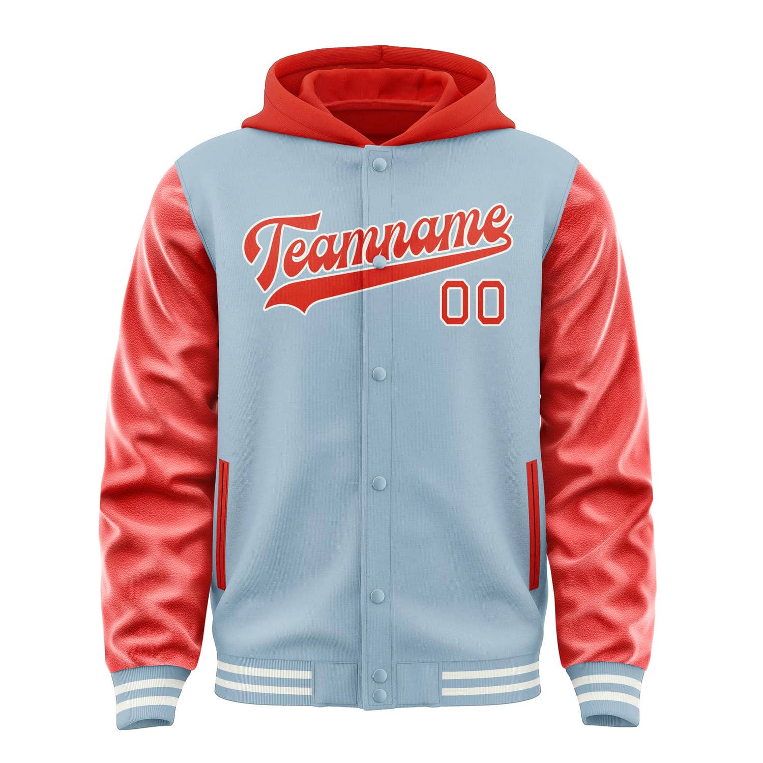 Custom Light Blue Orange Red Jacket