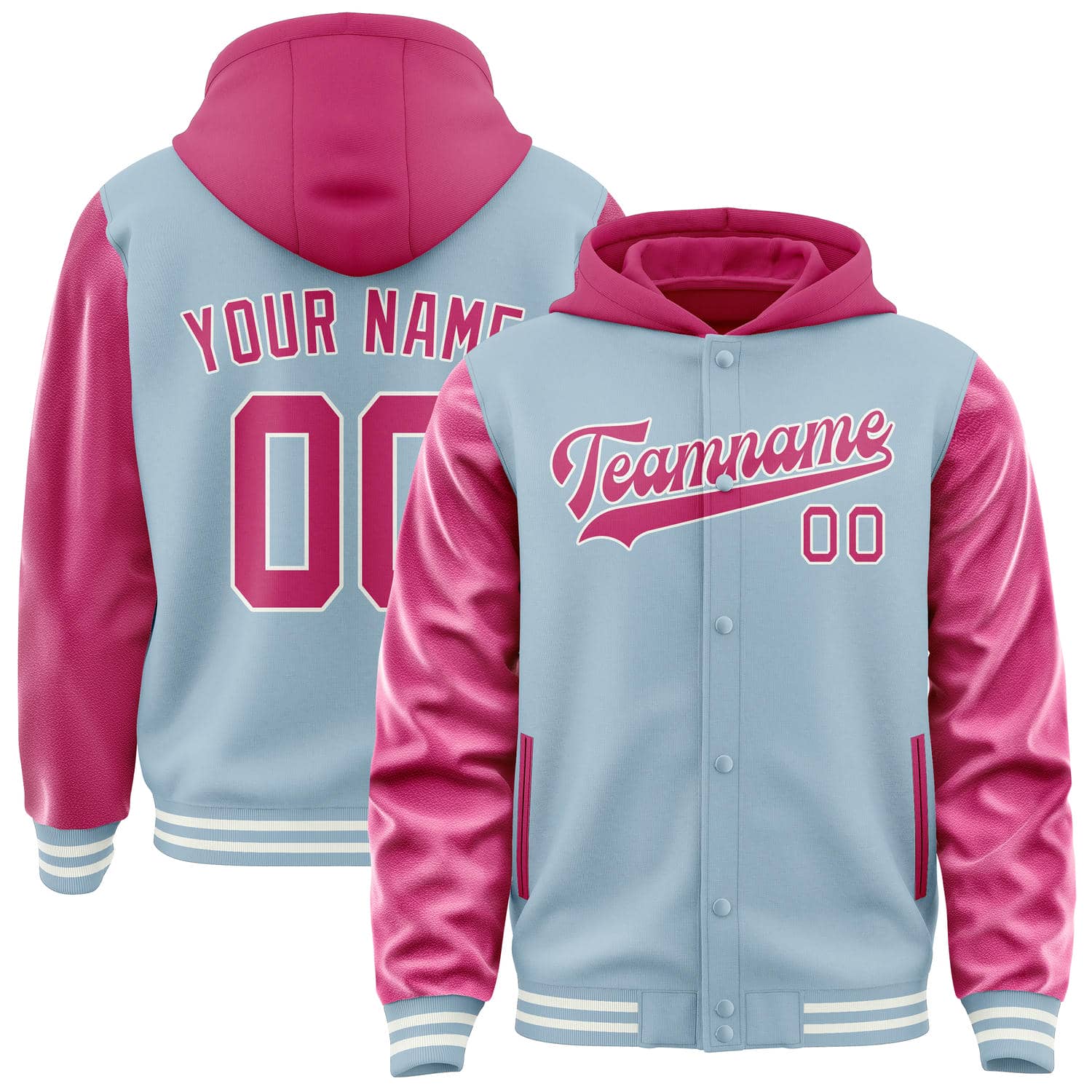 Custom Light Blue Pink Jacket