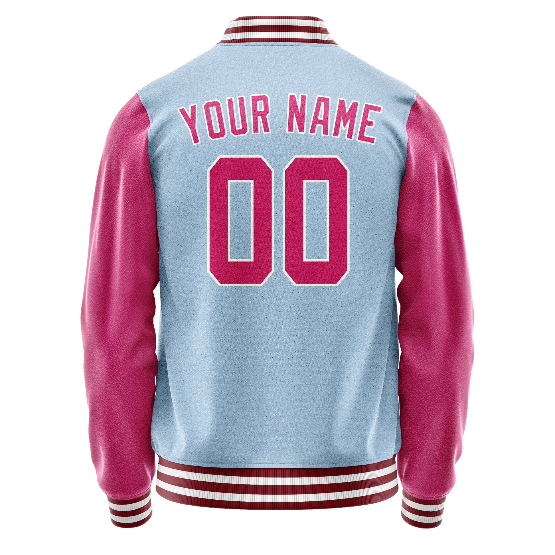 Custom Light-Blue Pink Solid Color Varsity Letterman Jacket JA02240617JC240