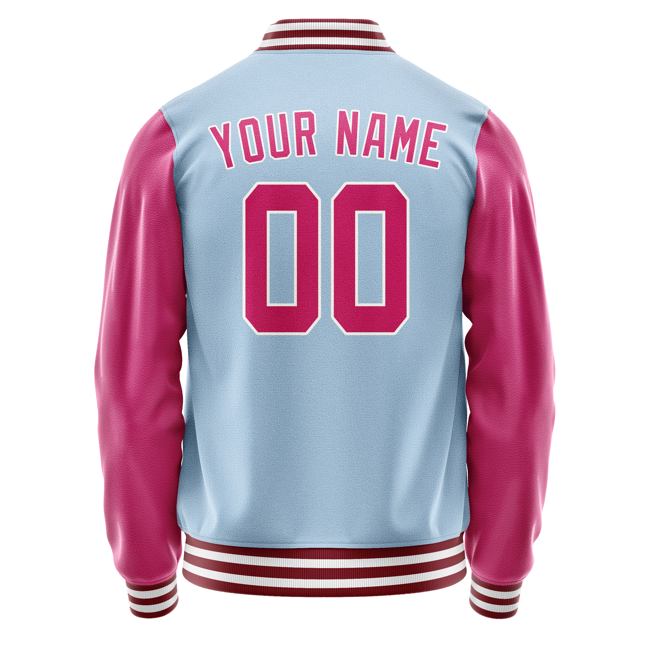 Custom Light-Blue Pink Solid Color Varsity Letterman Jacket JA02240617JC240