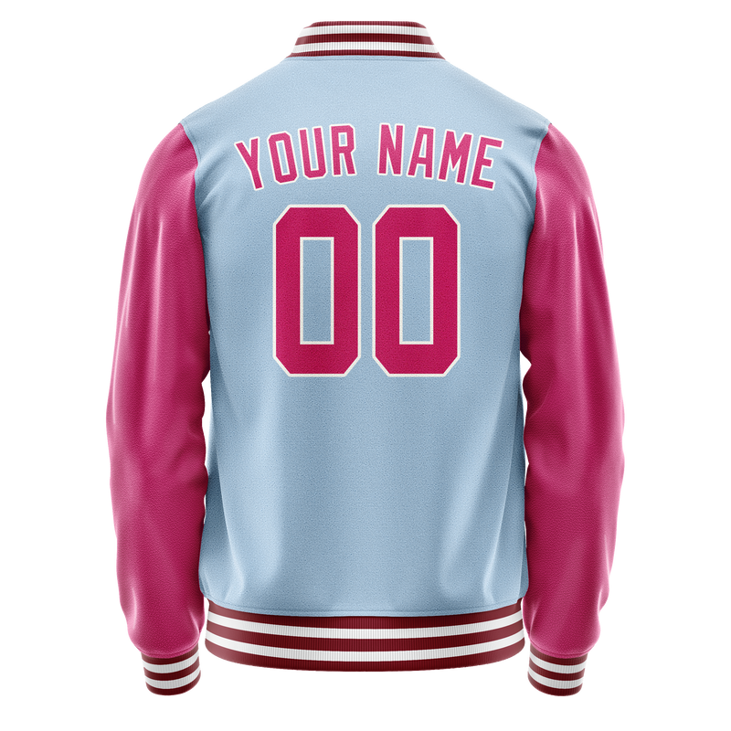 Custom Light-Blue Pink Solid Color Varsity Letterman Jacket JA02240617JC240