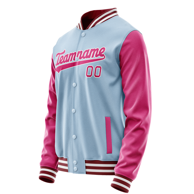 Custom Light-Blue Pink Solid Color Varsity Letterman Jacket JA02240617JC240