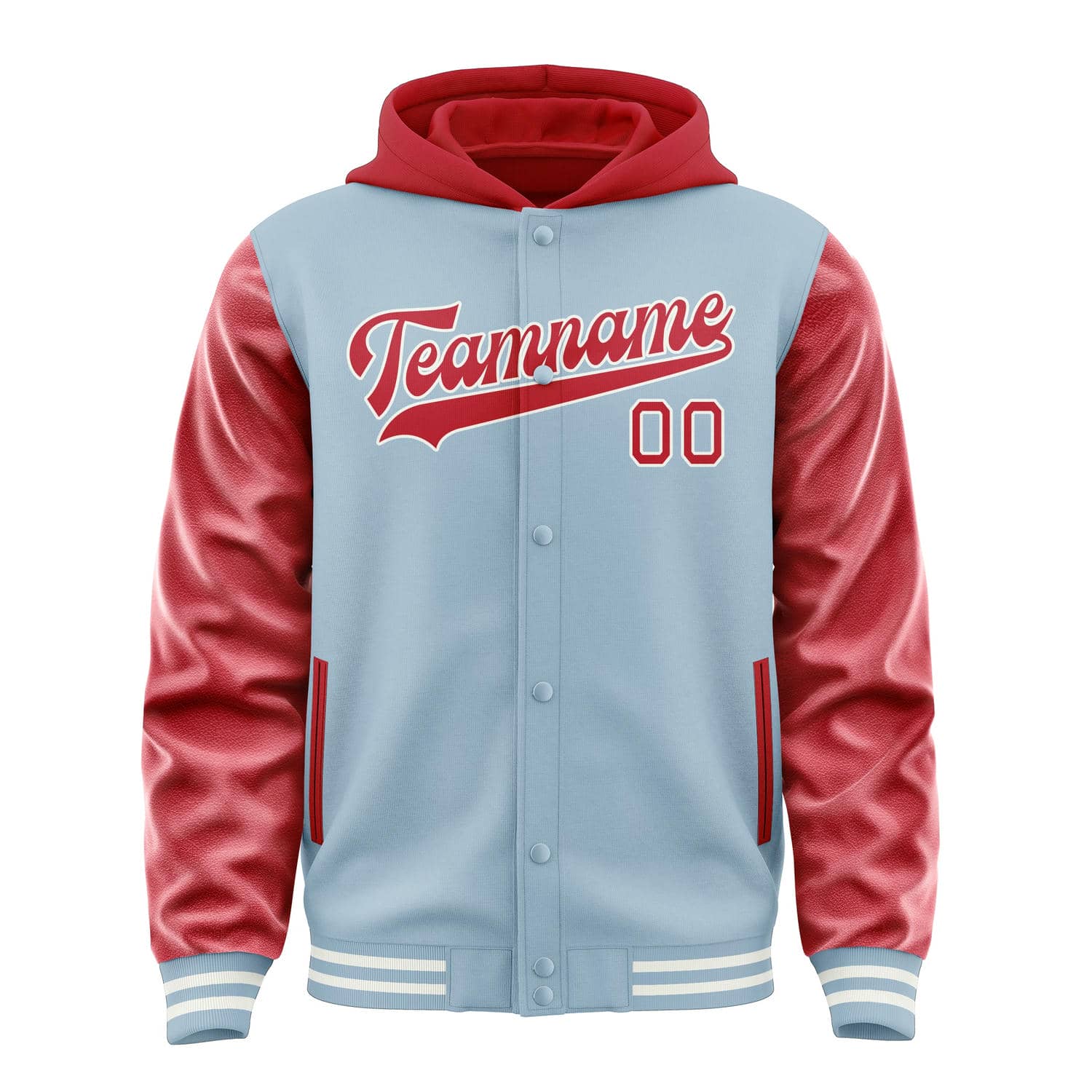 Custom Light Blue Red Jacket