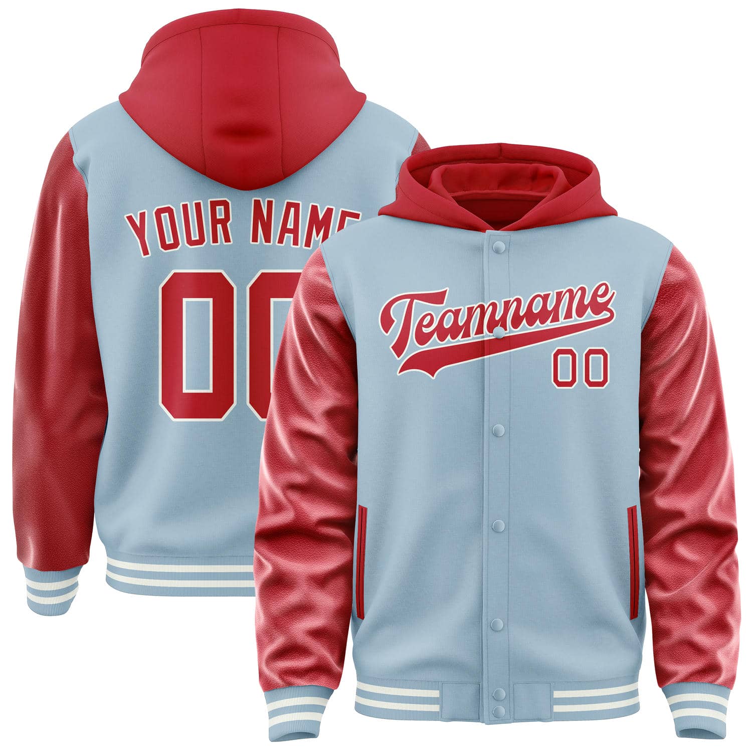 Custom Light Blue Red Jacket