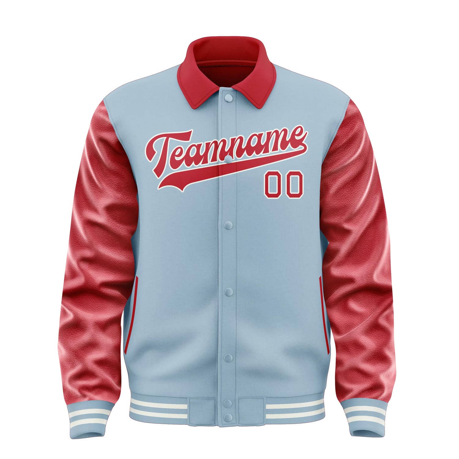 Custom Light Blue Red Jacket