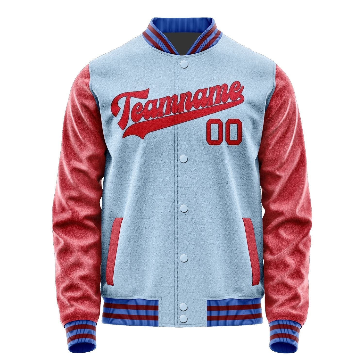 Custom Light Blue Red Jacket JA0808140915B31514