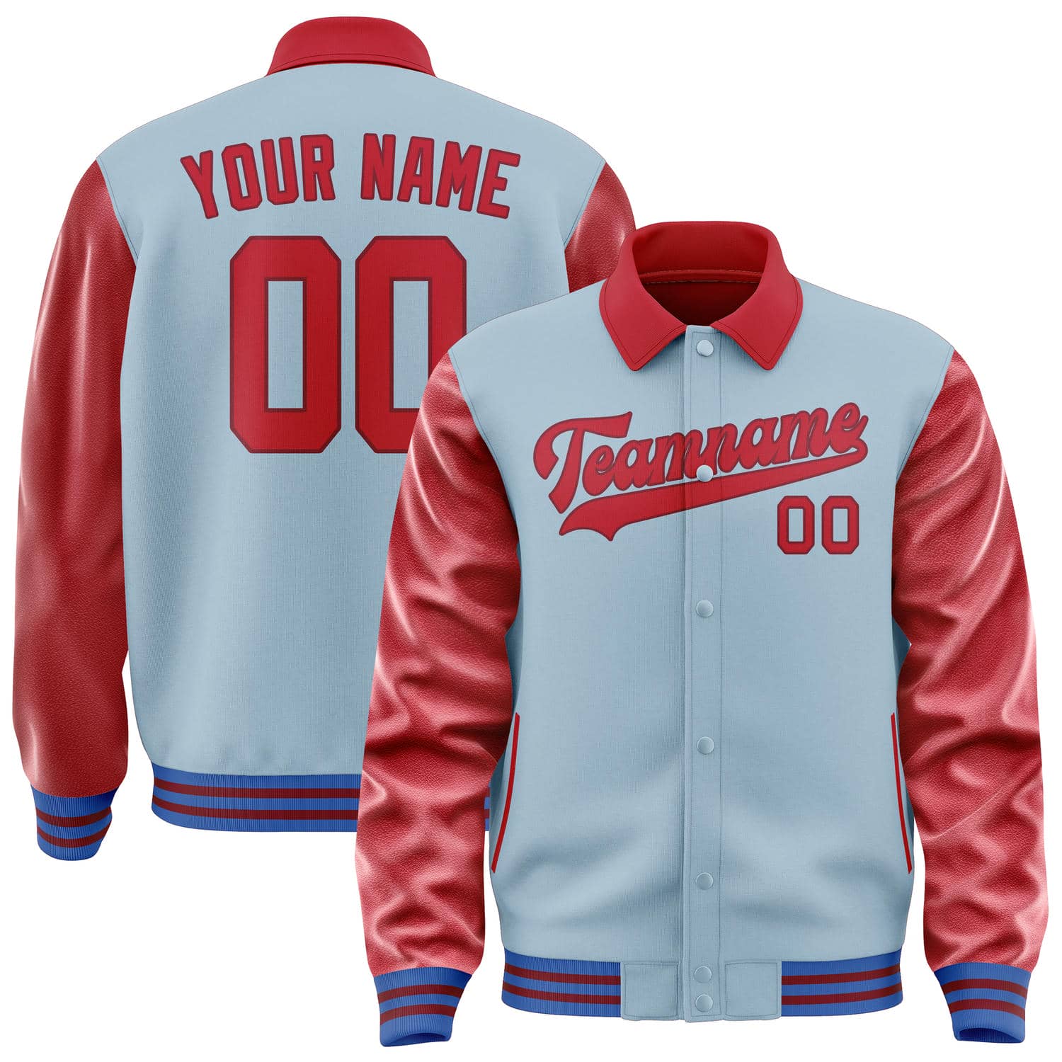 Custom Light Blue Red Jacket