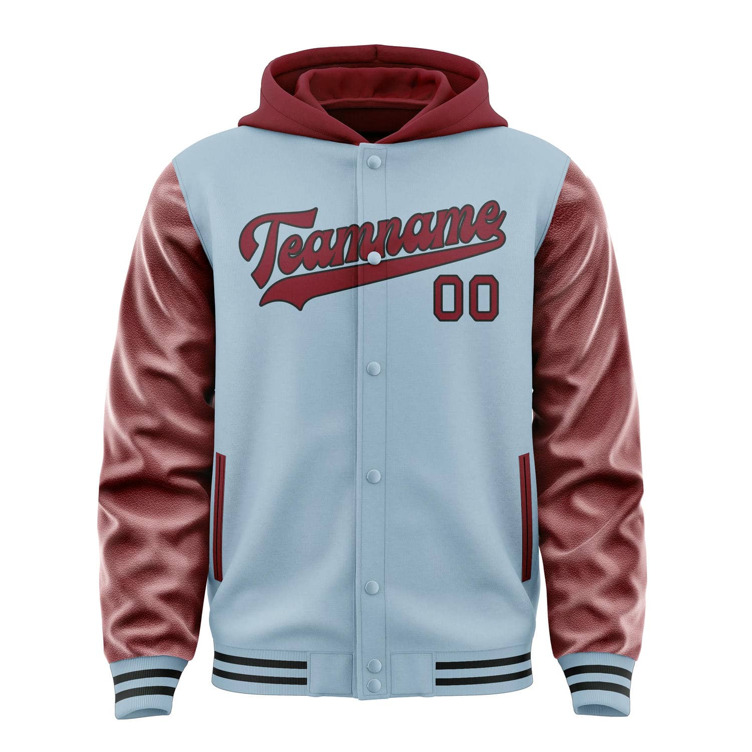 Custom Light Blue Crimson Red Jacket