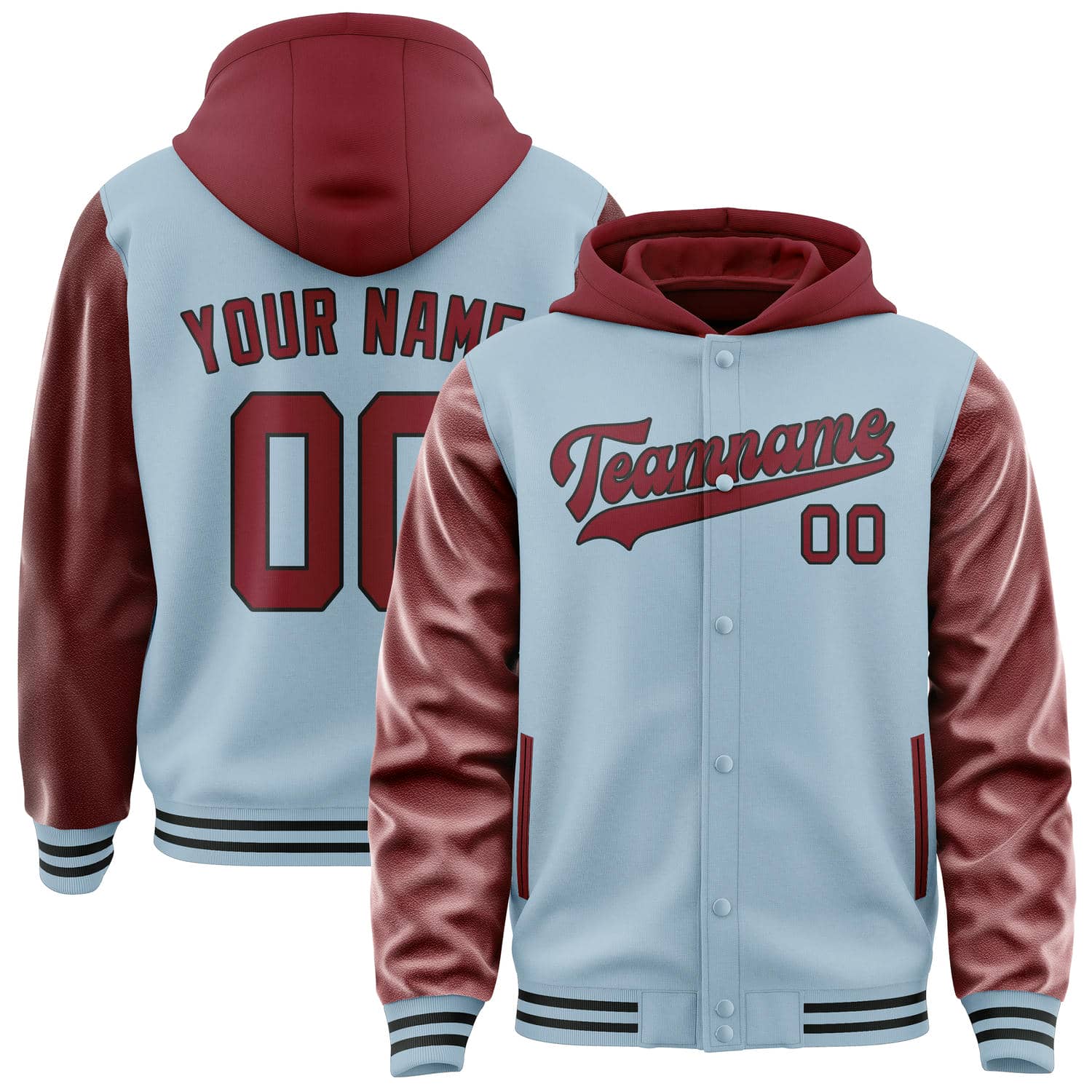 Custom Light Blue Crimson Red Jacket