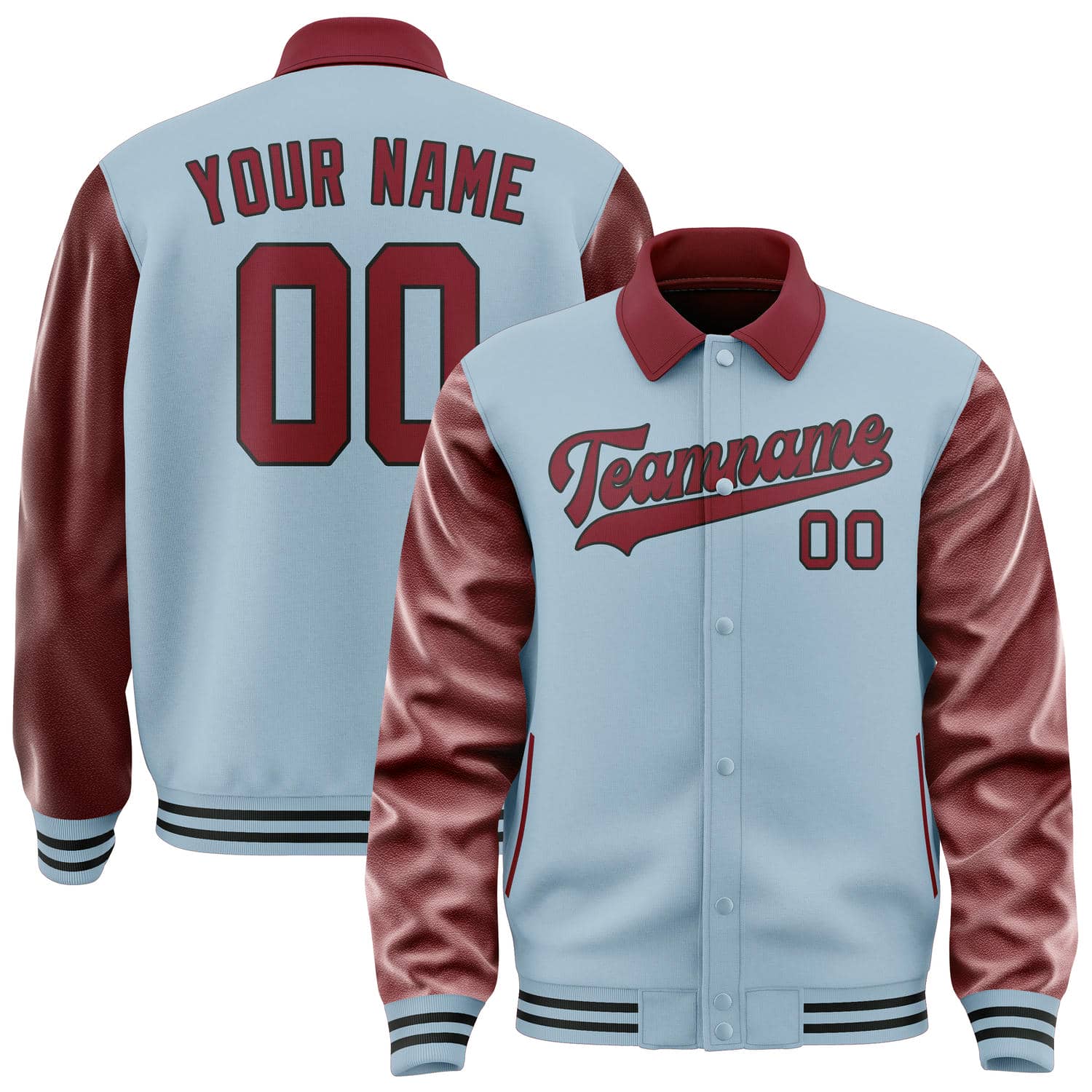 Custom Light Blue Crimson Red Jacket