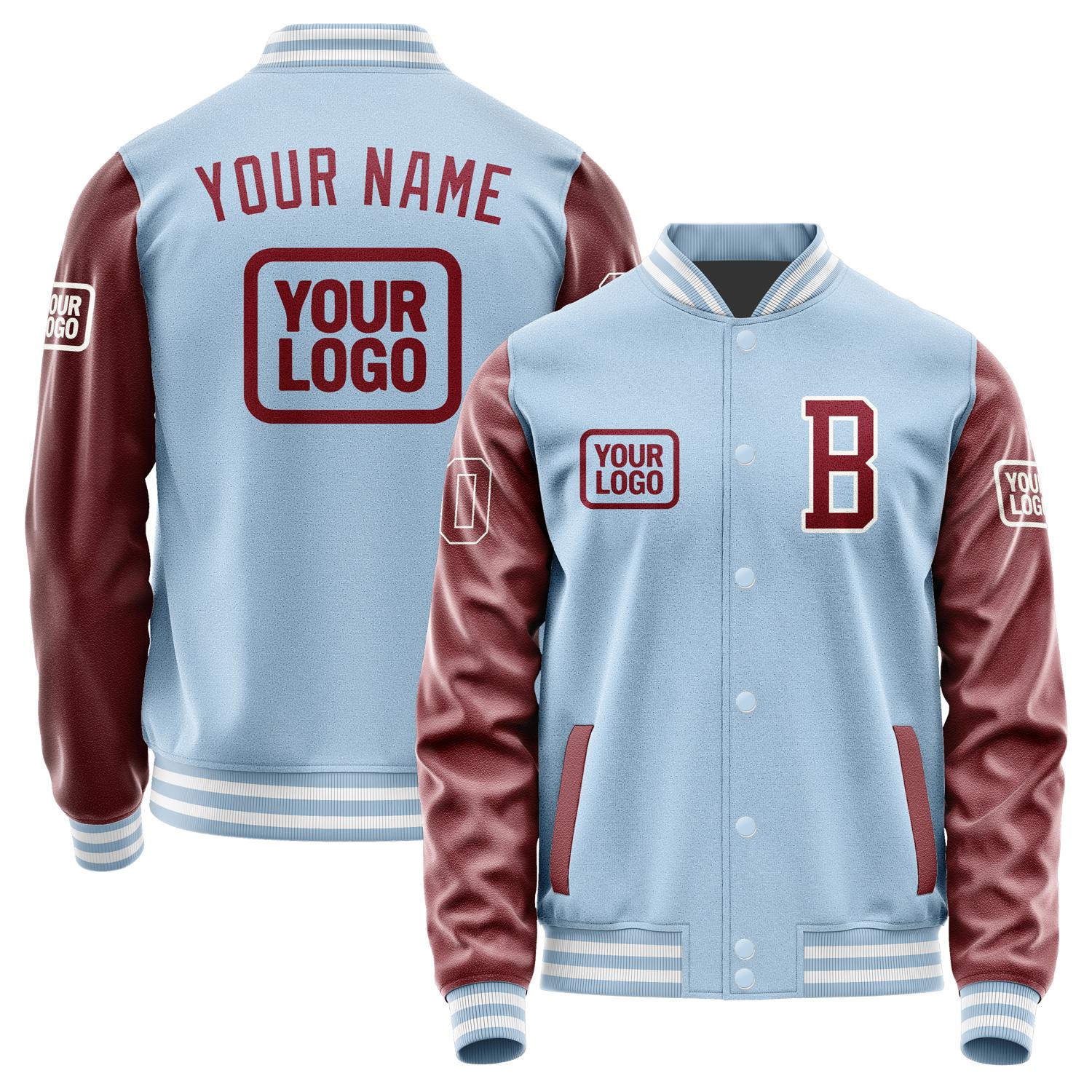 Custom Light Blue Crimson Red Jacket JA080815081818151518