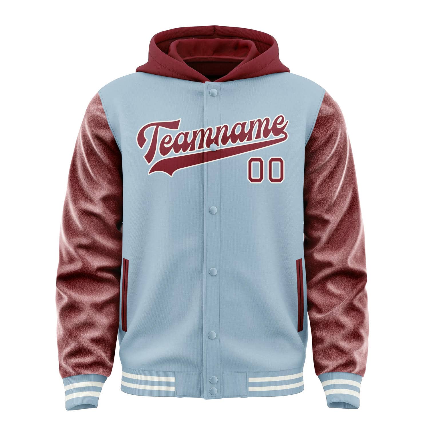 Custom Light Blue Crimson Red Jacket