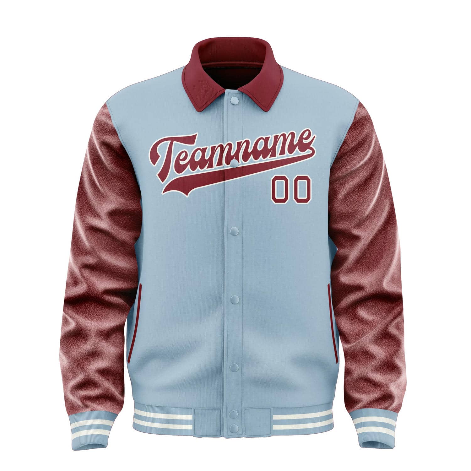 Custom Light Blue Crimson Red Jacket