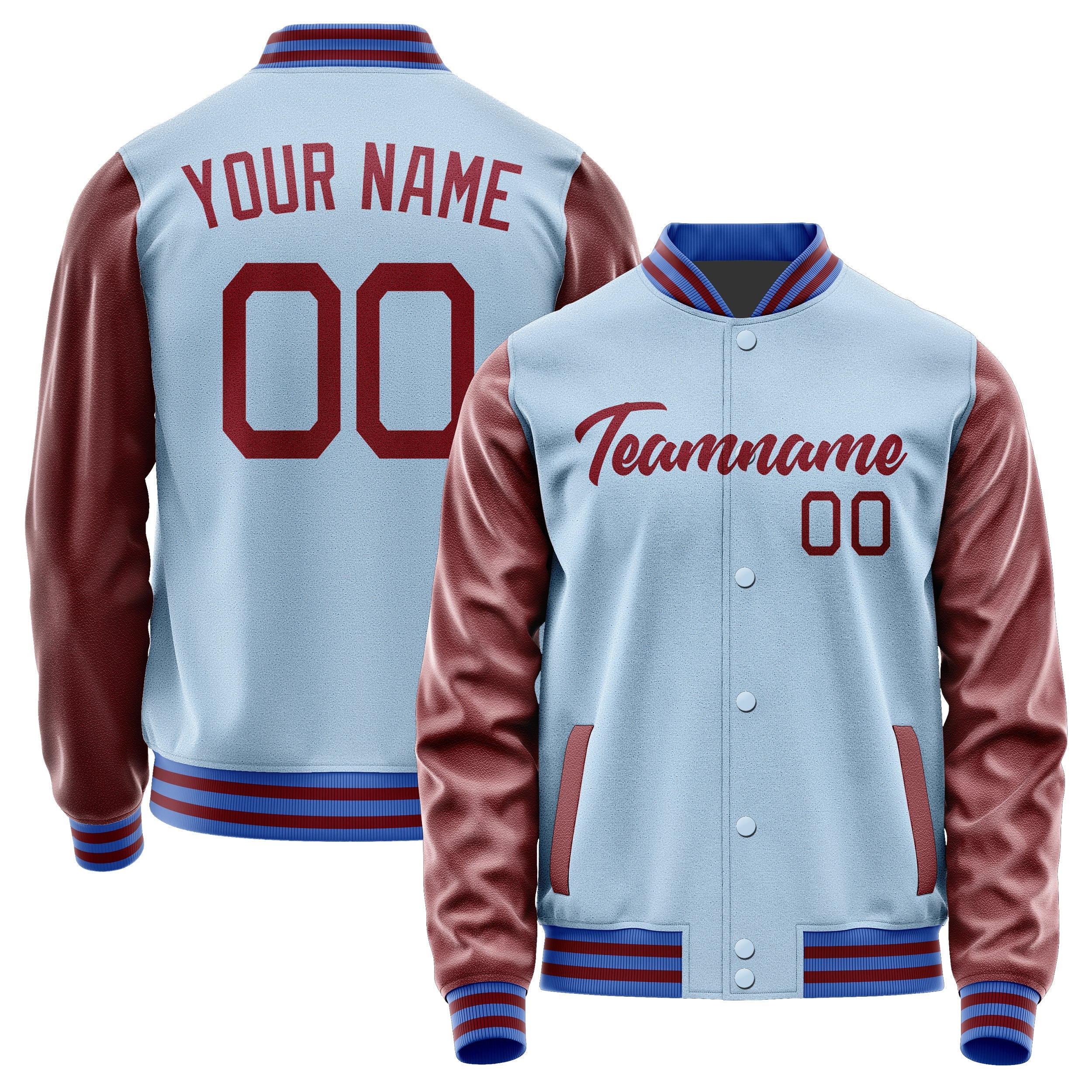 Custom Light Blue Crimson Red Jacket JA0808150915B21515