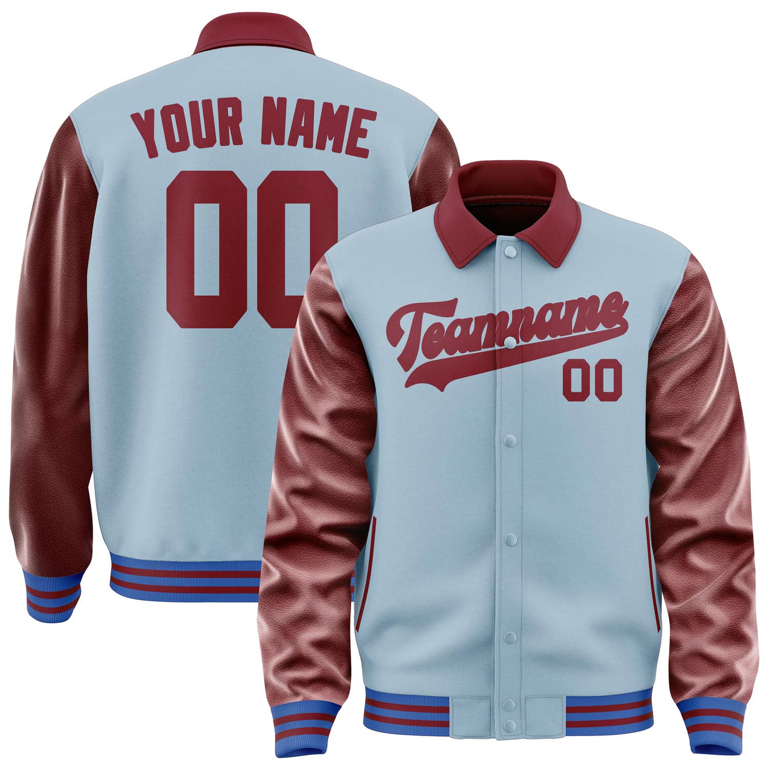 Custom Light Blue Crimson Red Jacket