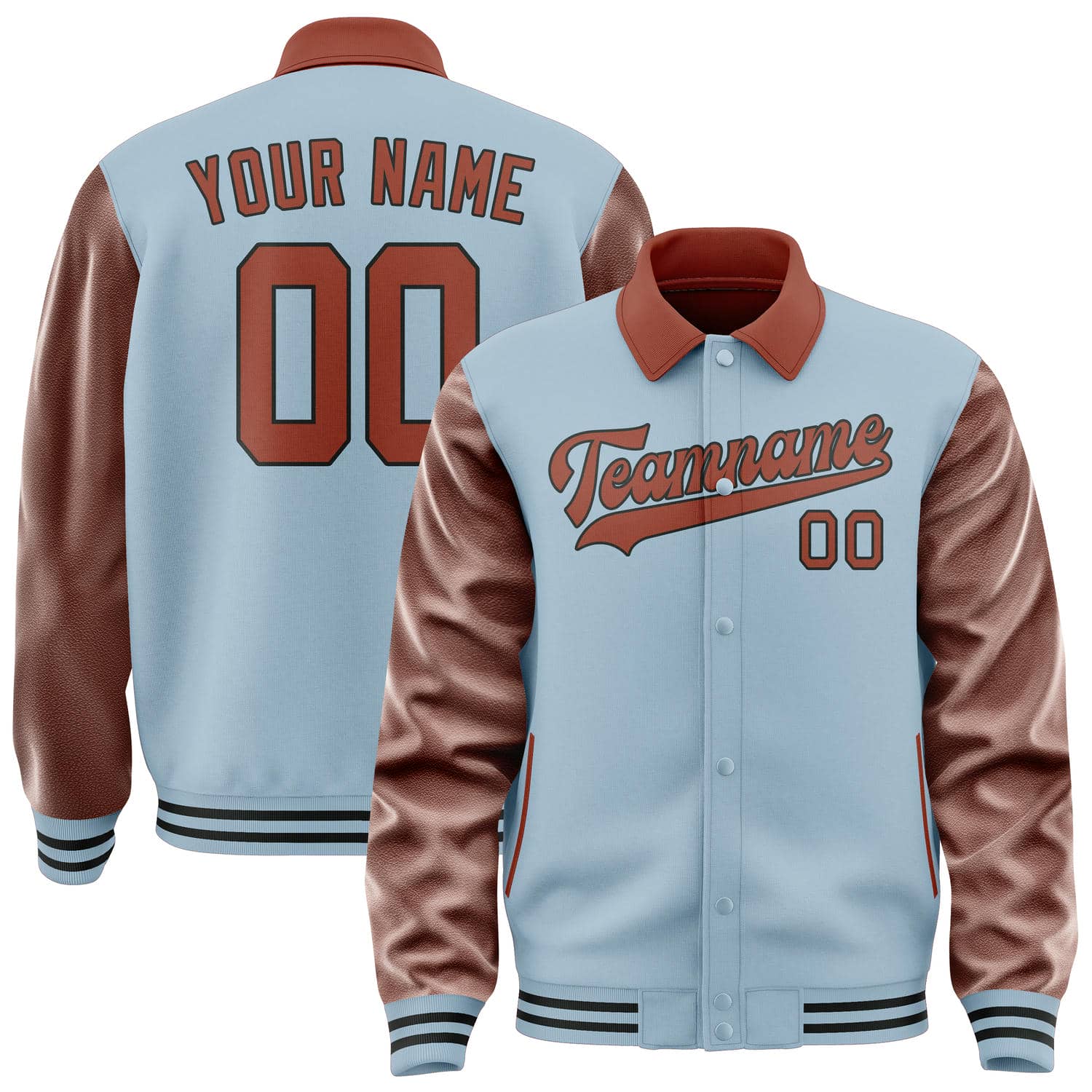 Custom Light Blue Coral Red Jacket
