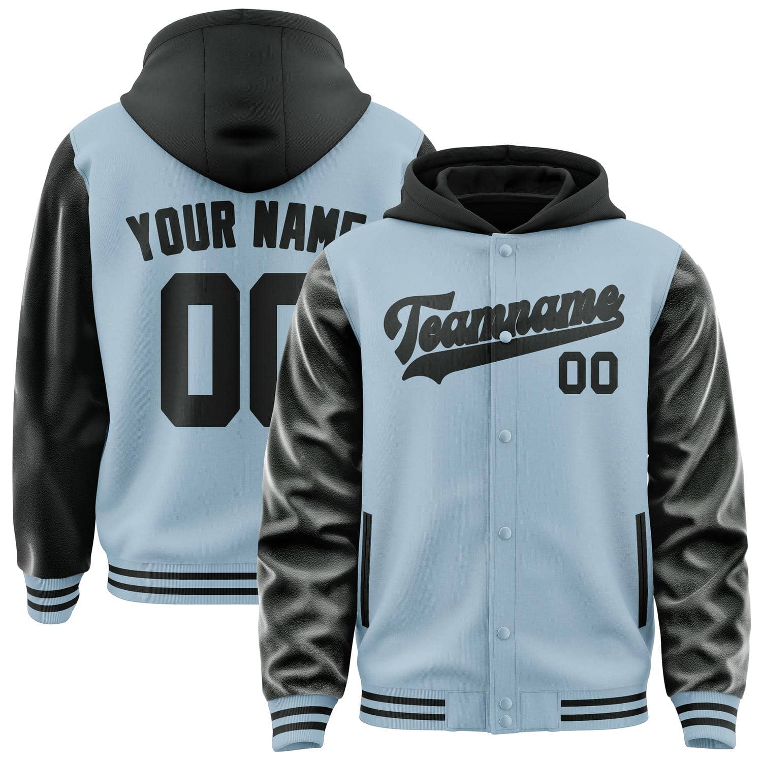 Custom Light Blue Black Jacket