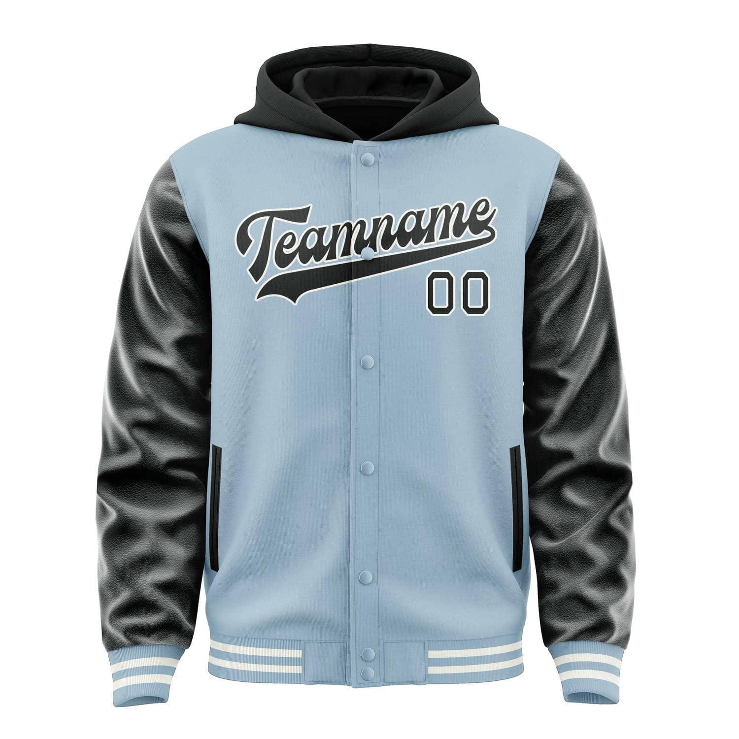 Custom Light Blue Black Jacket