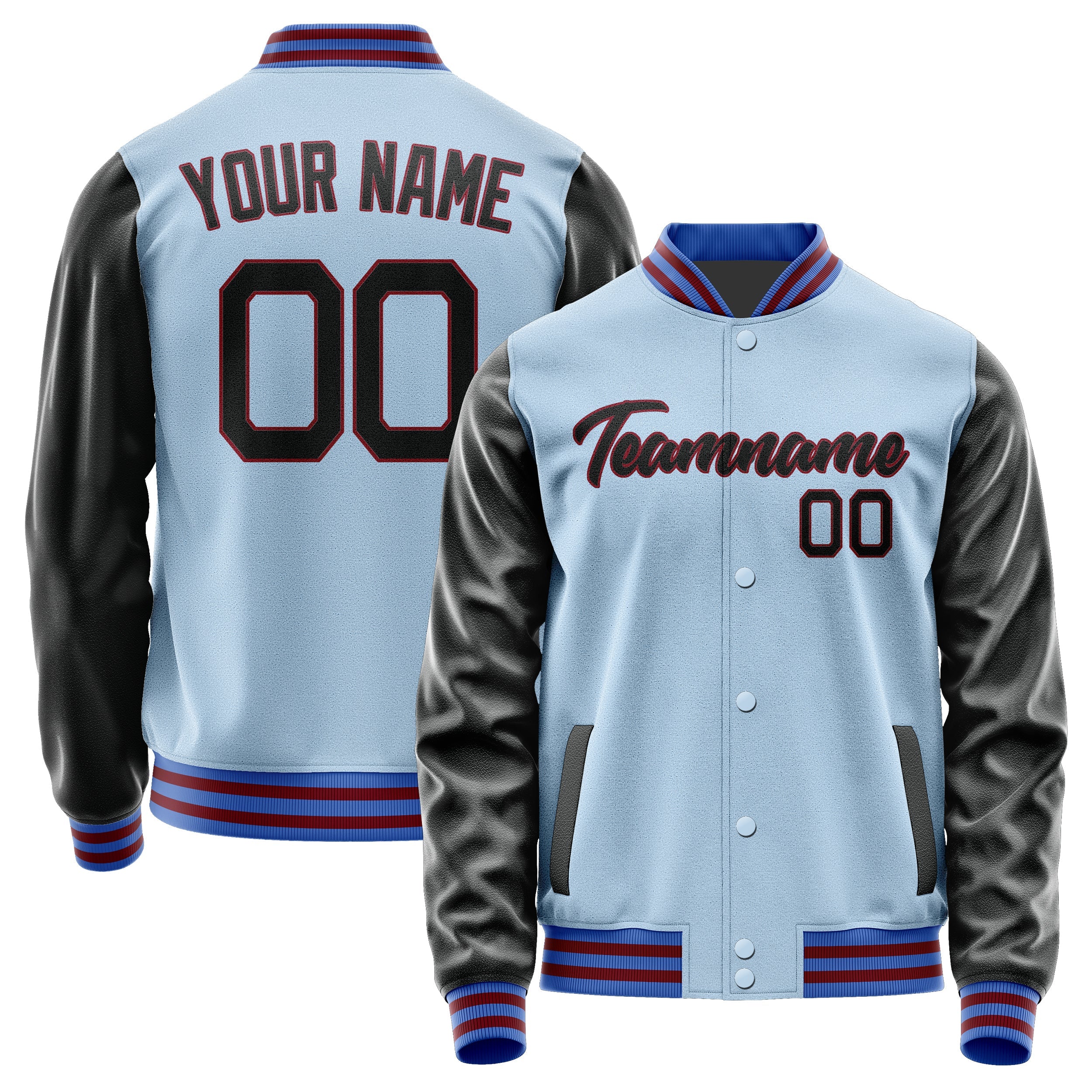 Custom Light Blue Black Jacket JA0808170915B21517