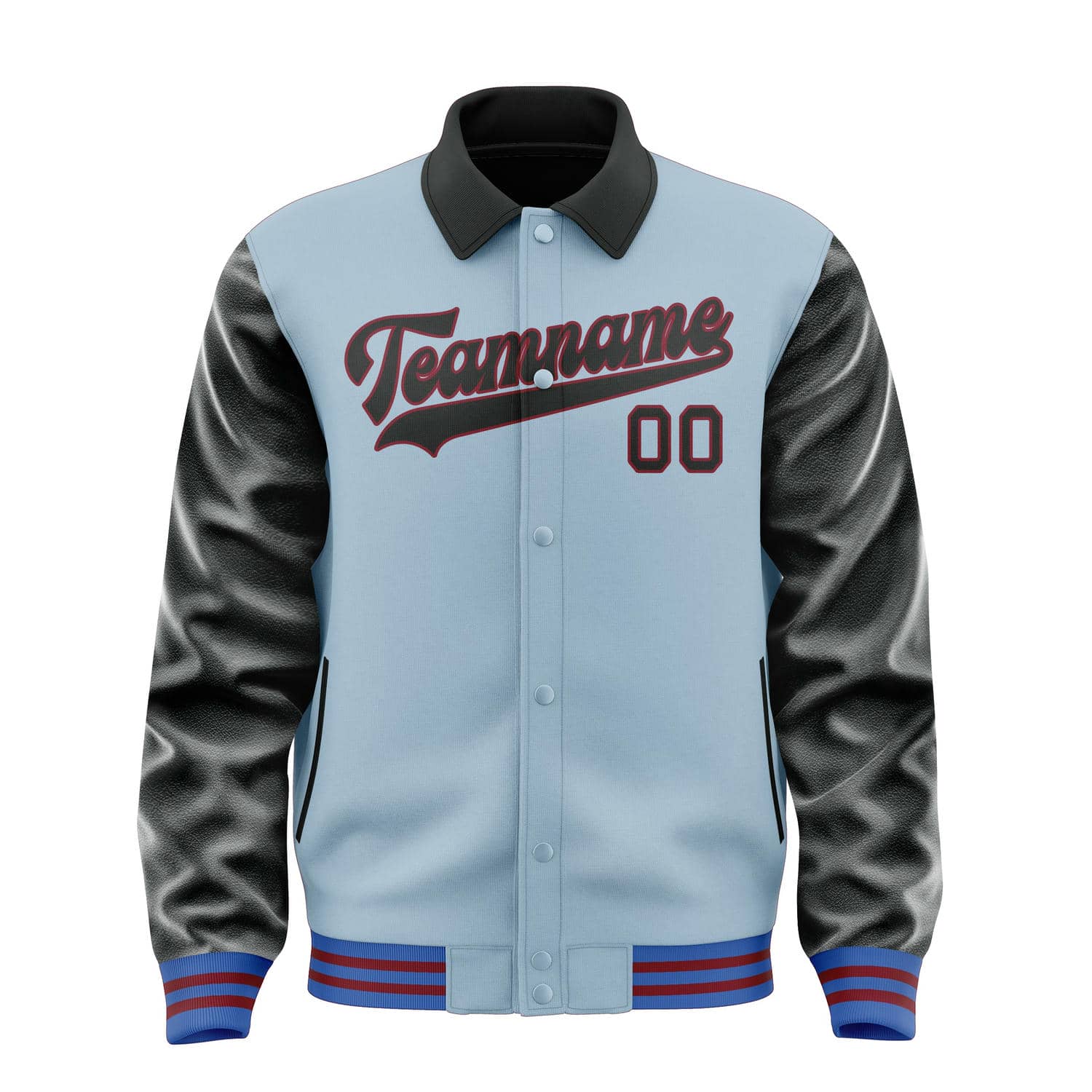 Custom Light Blue Black Jacket
