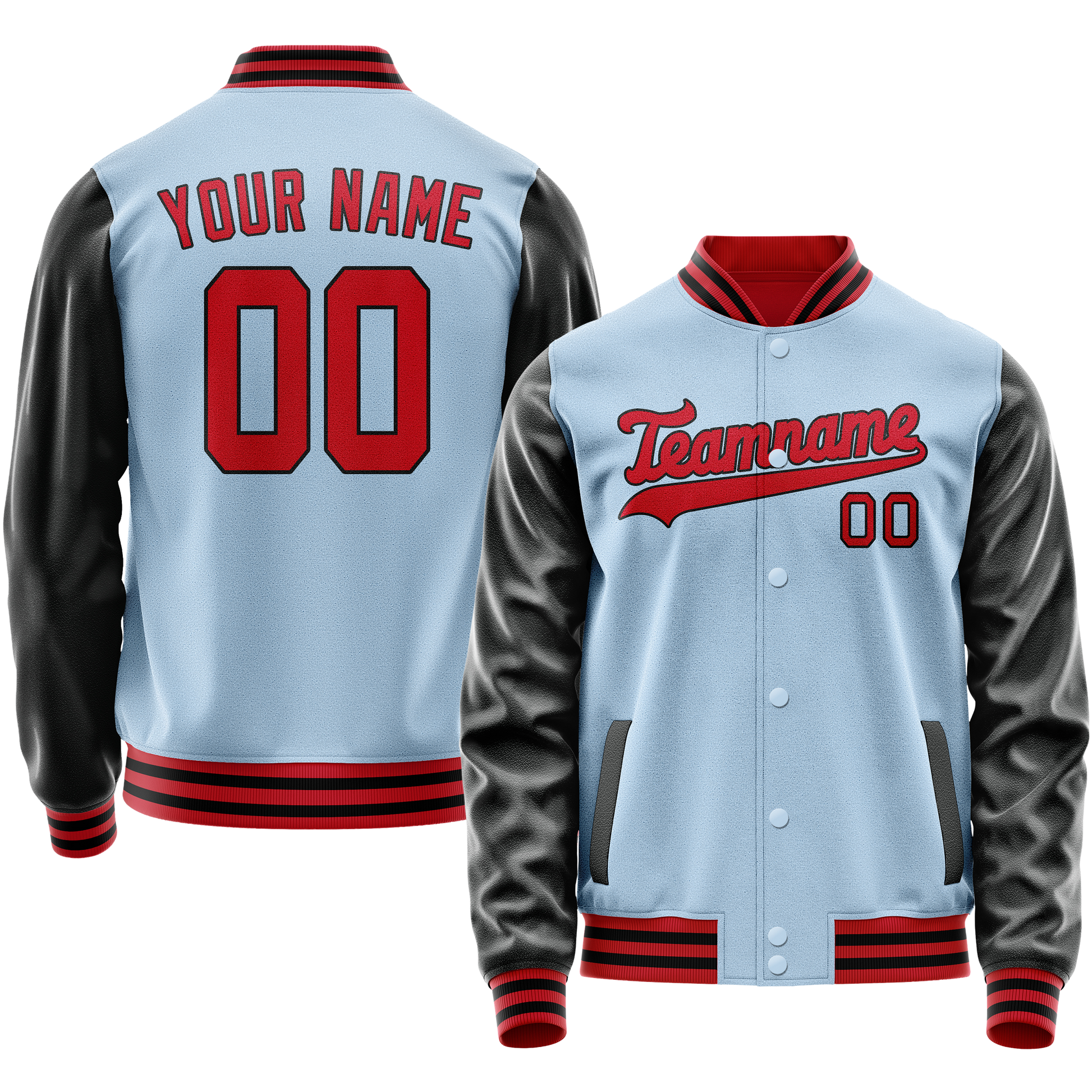Custom Light-Blue Crimson Solid Color Varsity Letterman Jacket JA02240617JC257