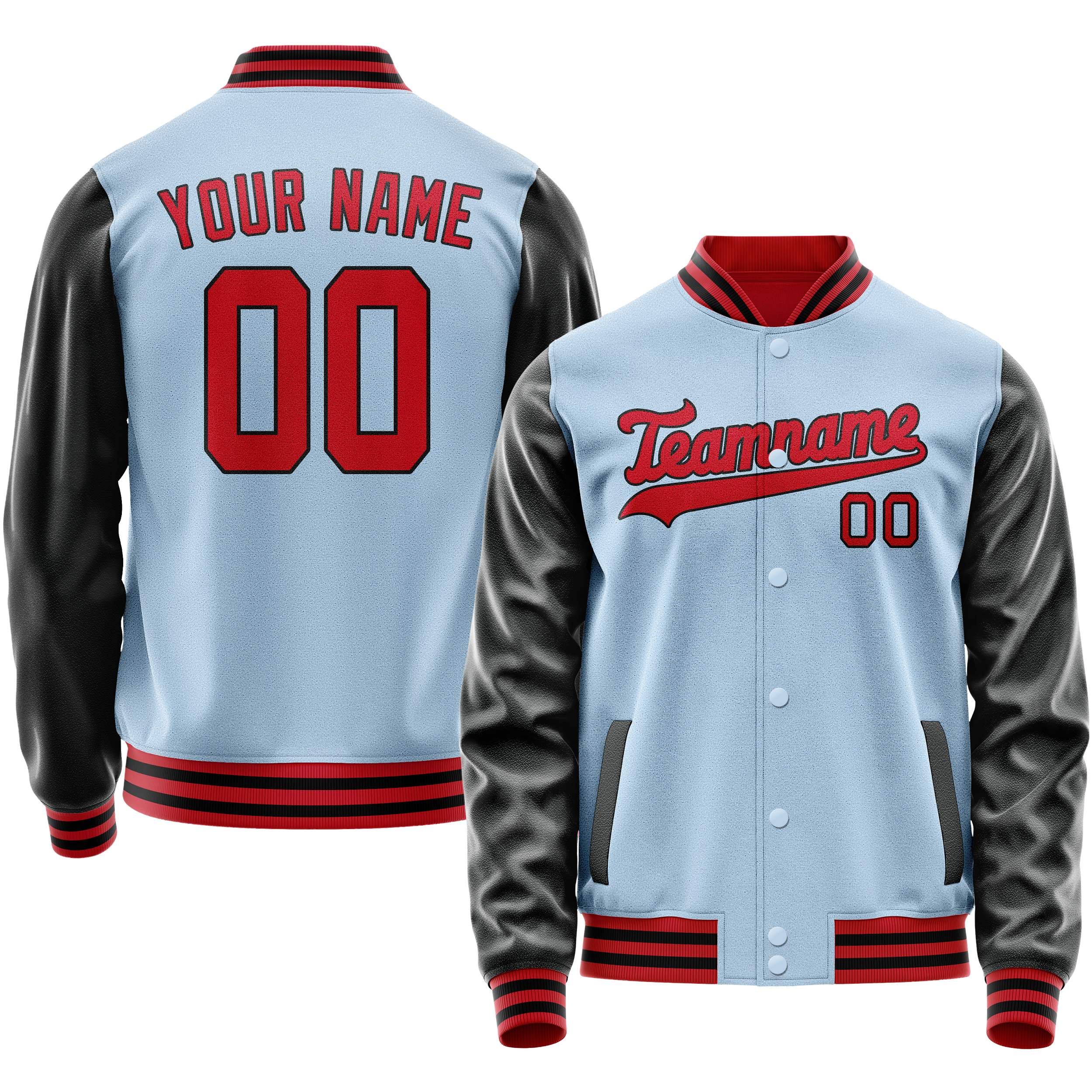 Custom Light-Blue Crimson Solid Color Varsity Letterman Jacket JA02240617JC257