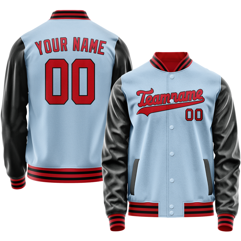 Custom Light-Blue Crimson Solid Color Varsity Letterman Jacket JA02240617JC257