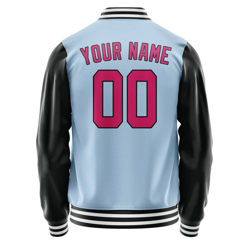 Custom Light-Blue Pink Solid Color Varsity Letterman Jacket JA02240617JC254