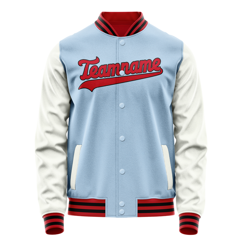 Custom Light-Blue White Solid Color Varsity Letterman Jacket JA02240617JC246