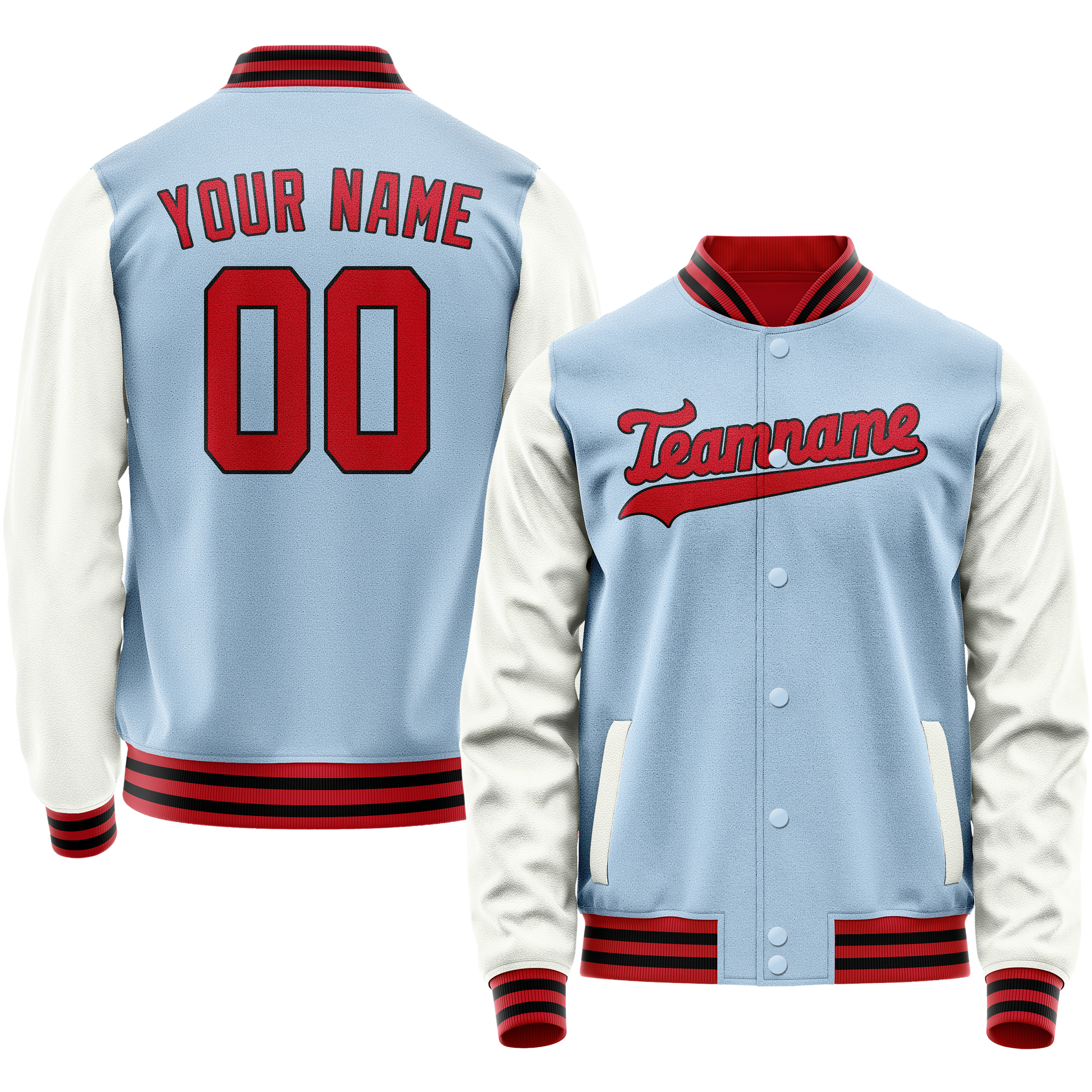 Custom Light-Blue White Solid Color Varsity Letterman Jacket JA02240617JC246
