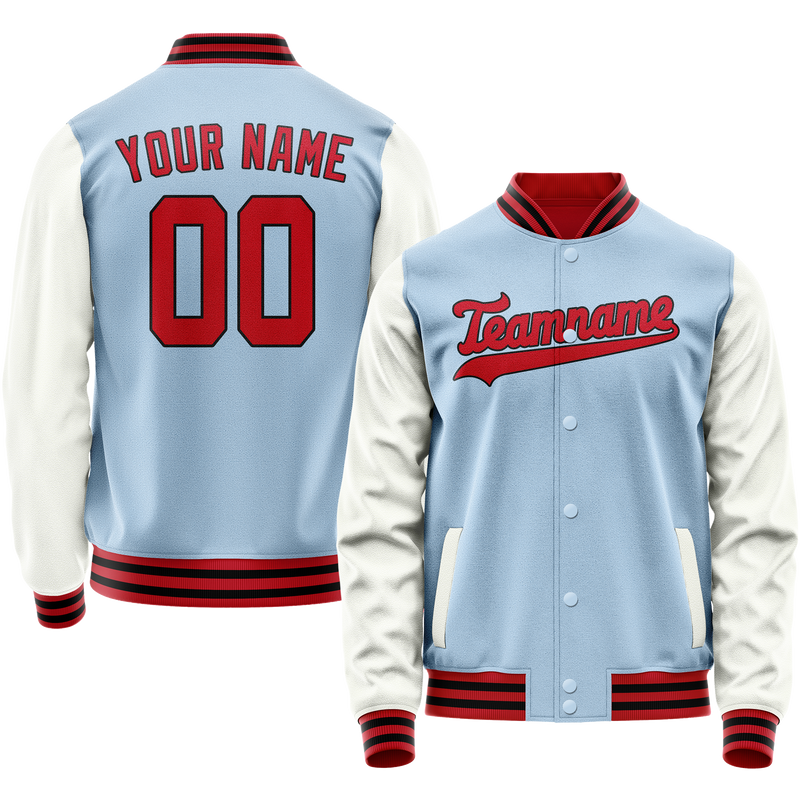 Custom Light-Blue White Solid Color Varsity Letterman Jacket JA02240617JC246